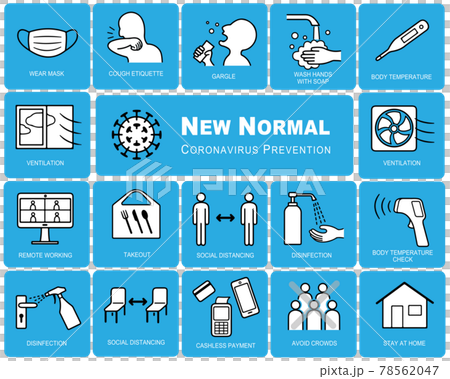 英語版　新型コロナウイルス感染症対策ポスター　アイコン セット 78562047