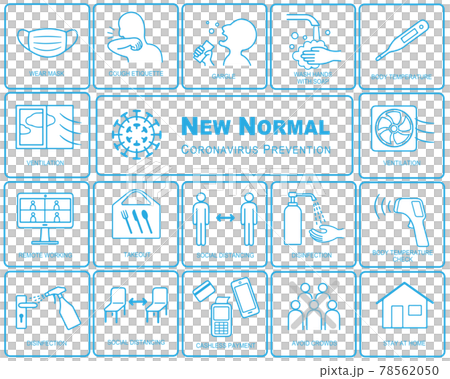 英語版　新型コロナウイルス感染症対策ポスター　アイコン セット 78562050