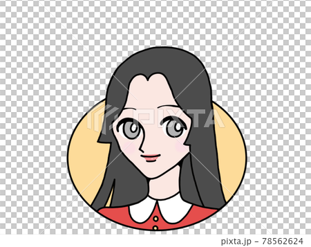 流行ヘアメイク昭和姫カットアイドル風ファッションの女性のイラスト素材