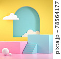 Minimal Summer Colorful Display Mockup, Step Double Podium For Show Product, 3d Render 78564177