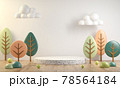 Abstract Stage Podium For Show Product With Autumn Tree Kid Style Background 3d Render 78564184