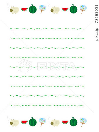 蚊取り線香、すいか、うちわのベクターイラストの便箋 78565051