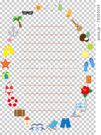 夏のベクターイラストの縦長便箋 夏のベクターイラストの縦長便箋 78565054