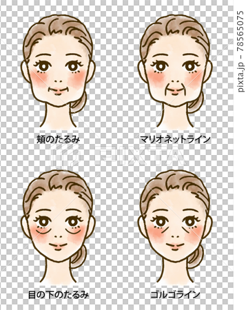 いろいろなシワ・たるみセット(正面・文字入り) 78565075