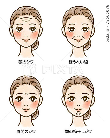 いろいろなシワ・たるみセット(正面・文字入り) 78565076
