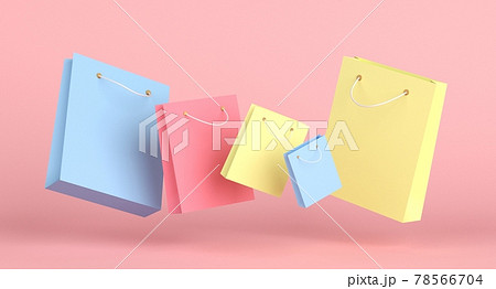 Colorful shopping bags collection on pink background. 3d rendering 78566704