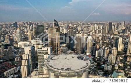 Aerial view of Bangkok Asoke, Khlong Toey during covid lockdown, Thailand 78566957