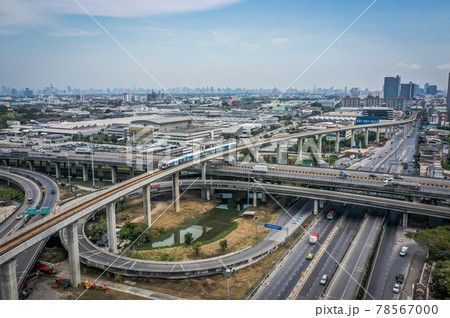 Aerial view of traffic in Samut Prakan Bangkok, Thailand Aerial view of traffic in Samut Prakan Bangkok, Thailand 78567000