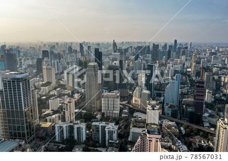 Aerial view of Bangkok Asoke, Khlong Toey during covid lockdown, Thailand Aerial view of Bangkok Asoke, Khlong Toey during covid lockdown, Thailand 78567031