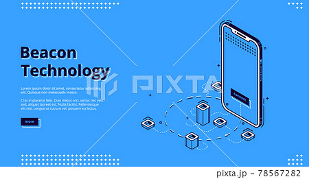 Landing page of beacon technology with smartphone 78567282