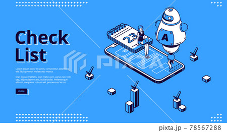 Check list isometric landing page online checklist 78567288
