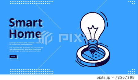 Smart home isometric banner with iot light bulb 78567399