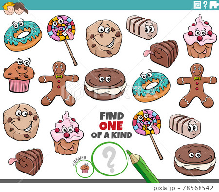 one of a kind game for children with cartoon sweets 78568542