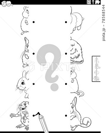 match halves of animals pictures coloring book page 78568544