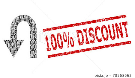 Turn Back Recursion Composition of Turn Back Icons and Scratched 100% Discount Stamp 78568662