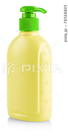 yellow bottle cat shampoo isolated on white background yellow bottle cat shampoo isolated on white background 78568805