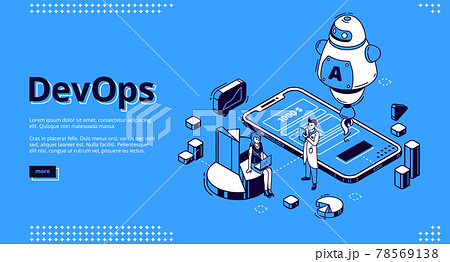 Devops isometric banner, development and operation 78569138
