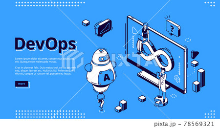 DevOps, development operations banner 78569321