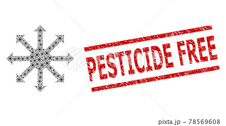 Radial Arrows Fractal Collage of Radial Arrows Icons and Distress Pesticide Free Seal 78569608
