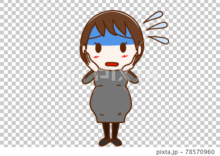 <Whole body / front> Pregnant woman who turns deep blue and hurries while sweating <Whole body / front> Pregnant woman who turns deep blue and hurries while sweating 78570960