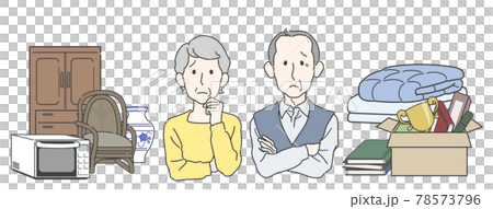 Senior couple worried about organizing before death and disposing of unnecessary items Senior couple worried about organizing before death and disposing of unnecessary items 78573796
