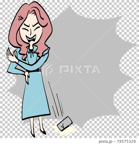 A woman who hits her smartphone with anger 78575329