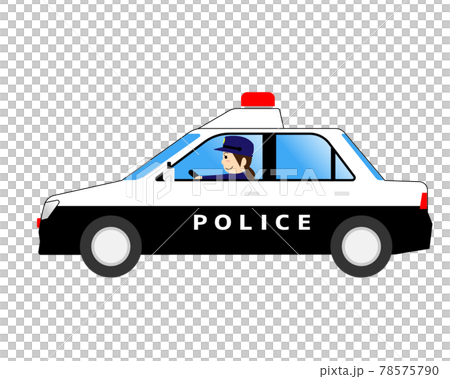 パトカーを運転する女性警察官のイラスト素材