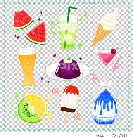 Summer delicious food illustration set Summer delicious food illustration set 78575941