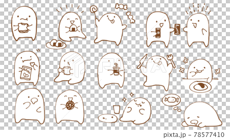 シンプルなかわいい生き物 手描き 落書き 食事イメージ シンプルなかわいい生き物 手描き 落書き 食事イメージ 78577410