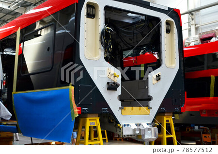 Inside of the rail car assembly plant. Industrial workshop Inside of the rail car assembly plant. Industrial workshop 78577512