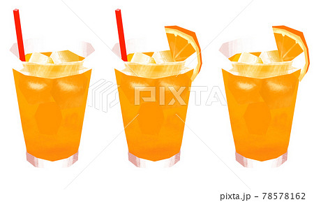 切り絵風オレンジジュースのイラスト素材