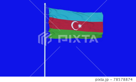 Azerbaijan flag waving on wind on blue screen or chroma key background. 3d rendering 78578874