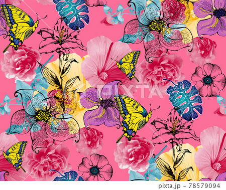 flower-tropical-seamless-pattern flower-tropical-seamless-pattern 78579094