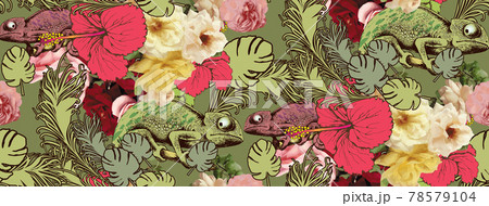 flower-tropical-chamelion-seamless-patter 78579104