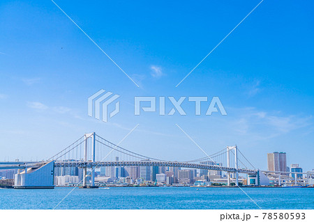 東京の都市風景 豊洲ぐるい公園からレインボーブリッジ方面 東京の都市風景 豊洲ぐるい公園からレインボーブリッジ方面 78580593