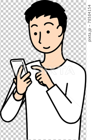 Illustration of a man operating a smartphone Illustration of a man operating a smartphone 78584154