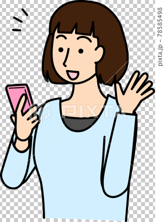 Illustration of a woman who is happy to see the screen of a smartphone Illustration of a woman who is happy to see the screen of a smartphone 78585498