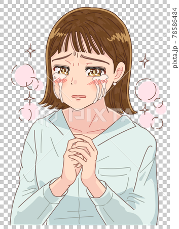 尊さのあまり涙があふれて止まらない女性 腐女子のイラスト素材