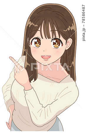 指差して注目を促す可愛い女の子 78586487