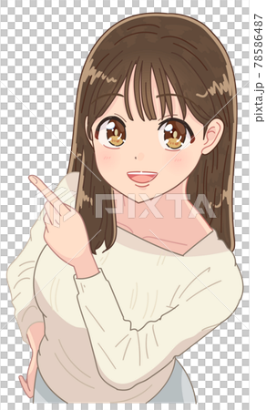 指差して注目を促す可愛い女の子 78586487