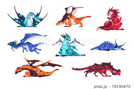 Dragon Cartoon Fairy Tale Creatures Magical のイラスト素材