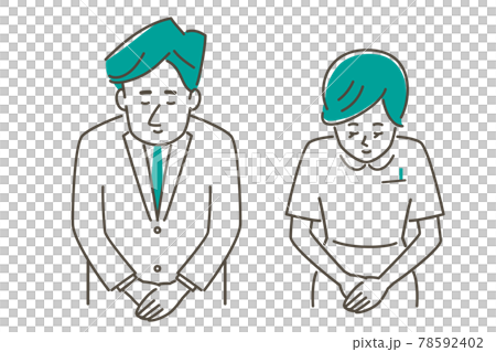 おじぎする医者と看護師のイラスト素材　マクスなし 78592402