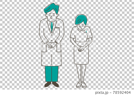 おじぎする医者と看護師のイラスト素材 全身 おじぎする医者と看護師のイラスト素材 全身 78592404