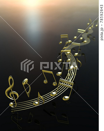 金の音符と五線譜1 バックグラウンド CGイラスト縦 金の音符と五線譜1 バックグラウンド CGイラスト縦 78592643