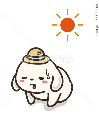 熱中症の犬と太陽のイラスト素材