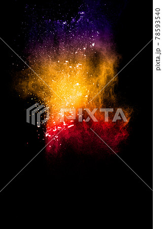 Multicolored powder explosion on black background 78593540