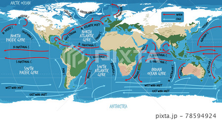 The ocean current world map with names The ocean current world map with names 78594924