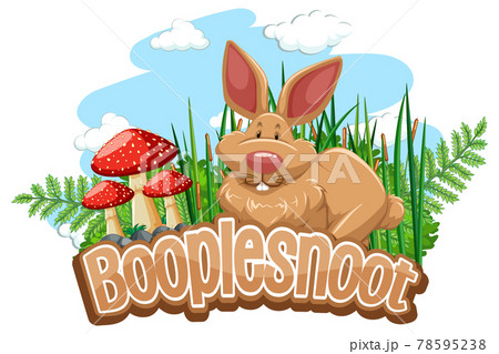 Cute rabbit cartoon character with Booplesnoot font banner isolated 78595238