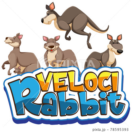 Many Kangaroos Cartoon Character With のイラスト素材