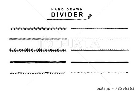 シンプルな手描き風の飾り線セットのイラスト素材